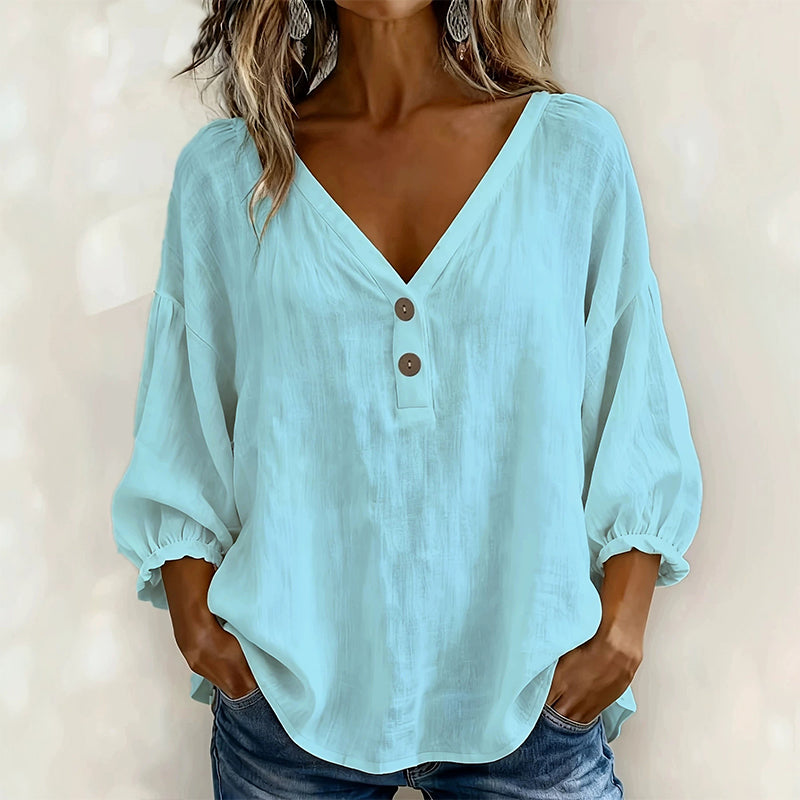 【S-2XL】🎀Női alkalmi V-nyakú 3/4-es ujjú felső