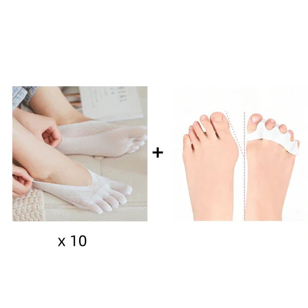 【🔥1 készlet 10 pár】🧦Uniszex láthatatlan korrekciós ötujjú zokni