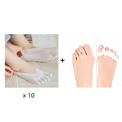 【🔥1 készlet 10 pár】🧦Uniszex láthatatlan korrekciós ötujjú zokni