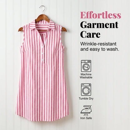 【S-2XL】👗Női ujjatlan, csíkos ingruha, V-nyakú