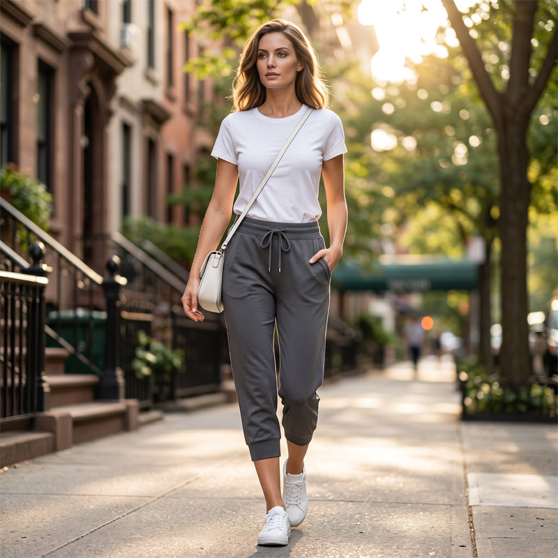 【💯S-3XL】👖Feszítőzsinóros derékrészű, rövidített melegítőnadrág otthoni kényelemhez