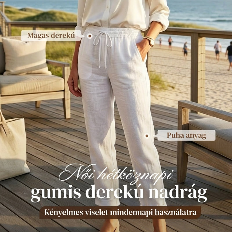 【🔥S-2XL】🌿Női  rugalmas derékú pamut-lenvászon széles szárú nadrág