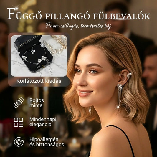 【🎁Tökéletes ajándék】✨Pillangós rojtos stílusú cirkóniás fülbevaló