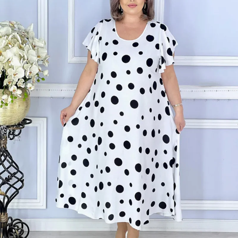【🔥S-4XL】✨️👗 Női Mintás Pöttyös Ruha