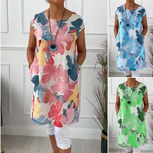 【S-3XL】🌺Laza térdig érő ruha pillangó mintával
