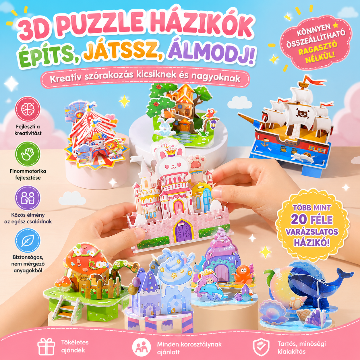 🏰🧩 Építse fel saját 3D világát – 🎨3D papír puzzle építőkészlet