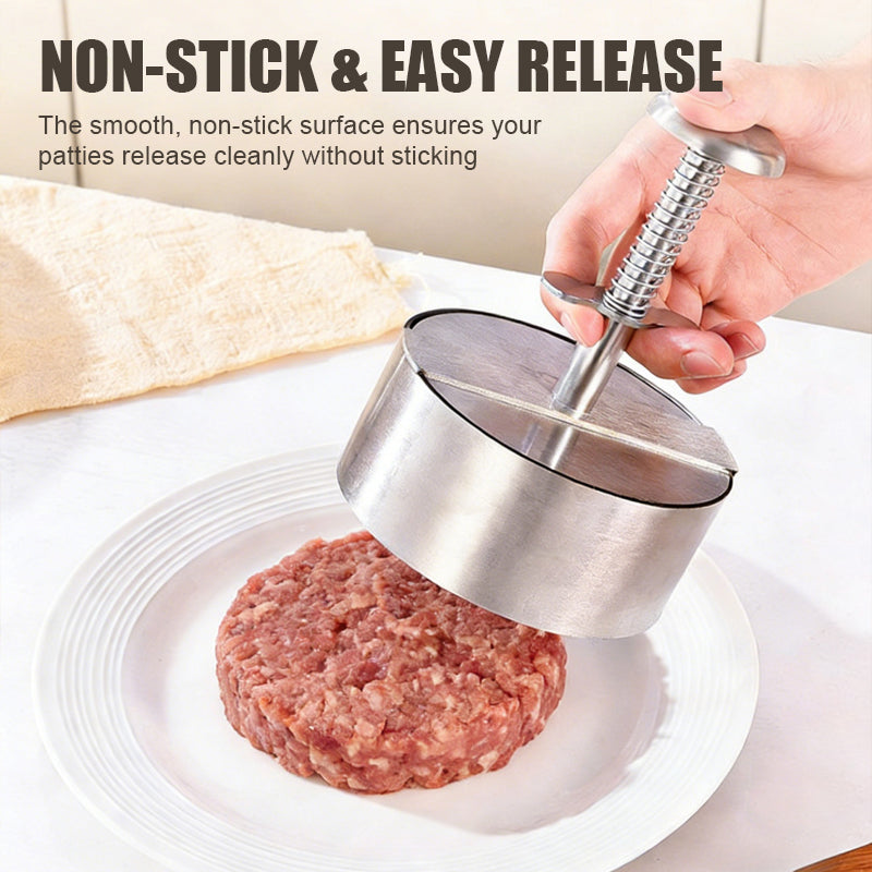 🍔Rozsdamentes acél hamburger-nyomó - 🥩Könnyen készíthet tökéletesen egyenletes hamburgerhús-korongokat