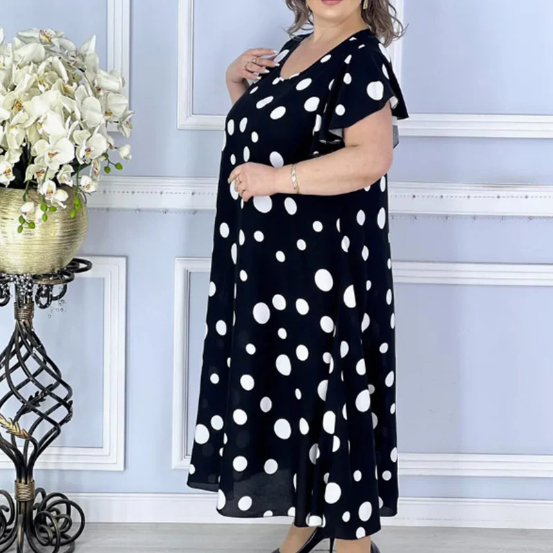 【🔥S-4XL】✨️👗 Női Mintás Pöttyös Ruha