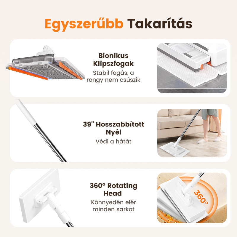 🧹Négyszögletes lapos felmosó - 🧼Adj új életet a szobádnak