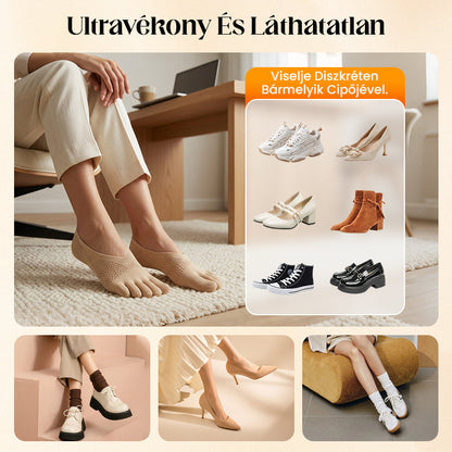 【🔥1 készlet 10 pár】🧦Uniszex láthatatlan korrekciós ötujjú zokni