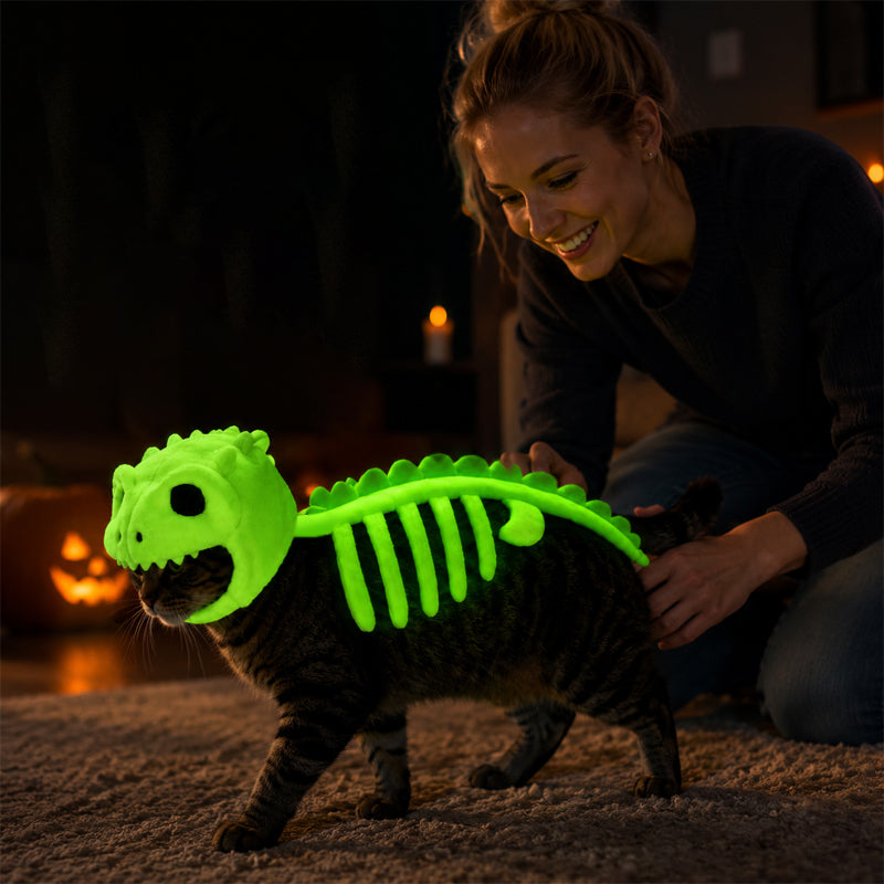 🐈Dinosaurus-csontváz macskajelmez – kísérteties és vidám háziállat-ruha