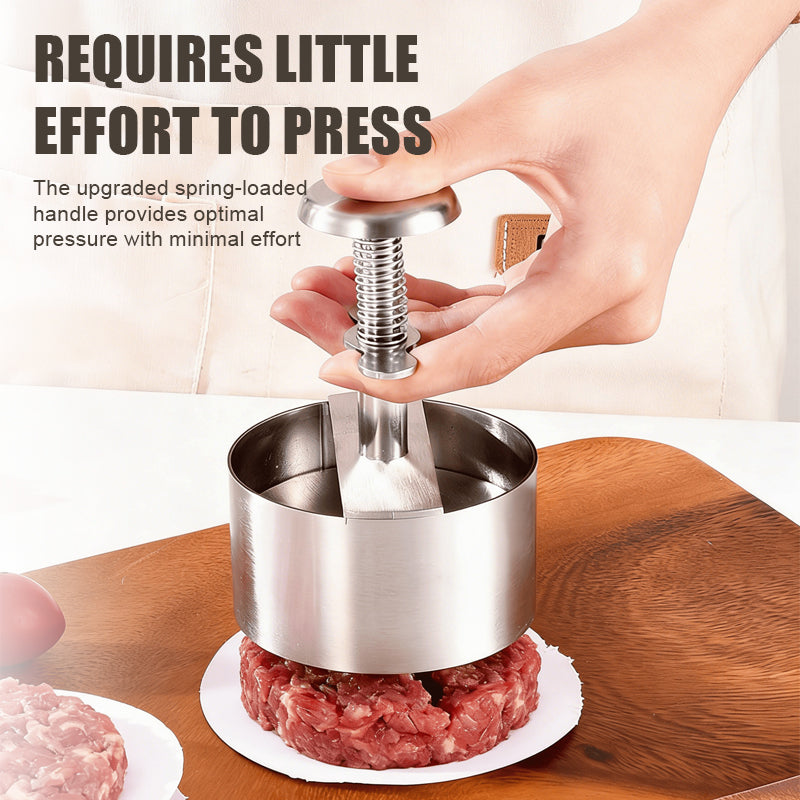🍔Rozsdamentes acél hamburger-nyomó - 🥩Könnyen készíthet tökéletesen egyenletes hamburgerhús-korongokat