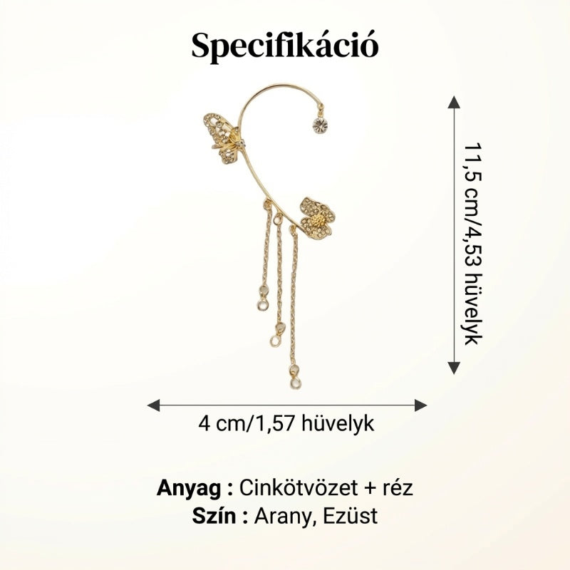 【🎁Tökéletes ajándék】✨Pillangós rojtos stílusú cirkóniás fülbevaló