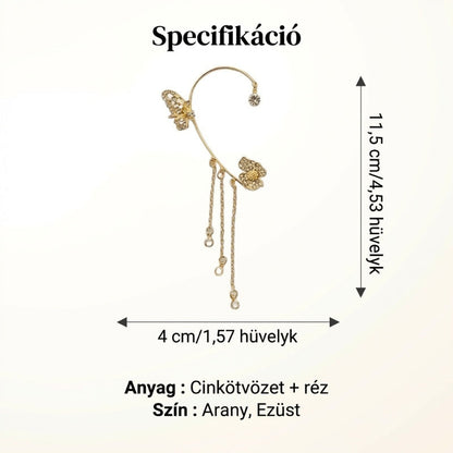 【🎁Tökéletes ajándék】✨Pillangós rojtos stílusú cirkóniás fülbevaló