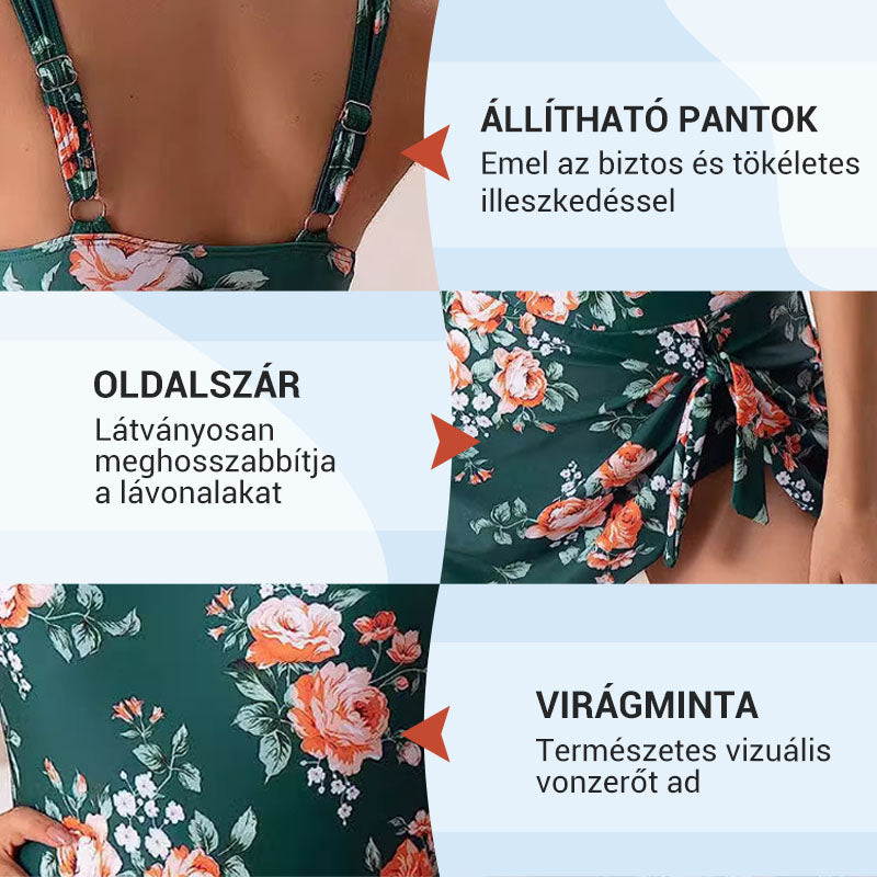 【🔥S-2XL】🌊🏖️Női hasformáló masnis fürdőruha szoknyával