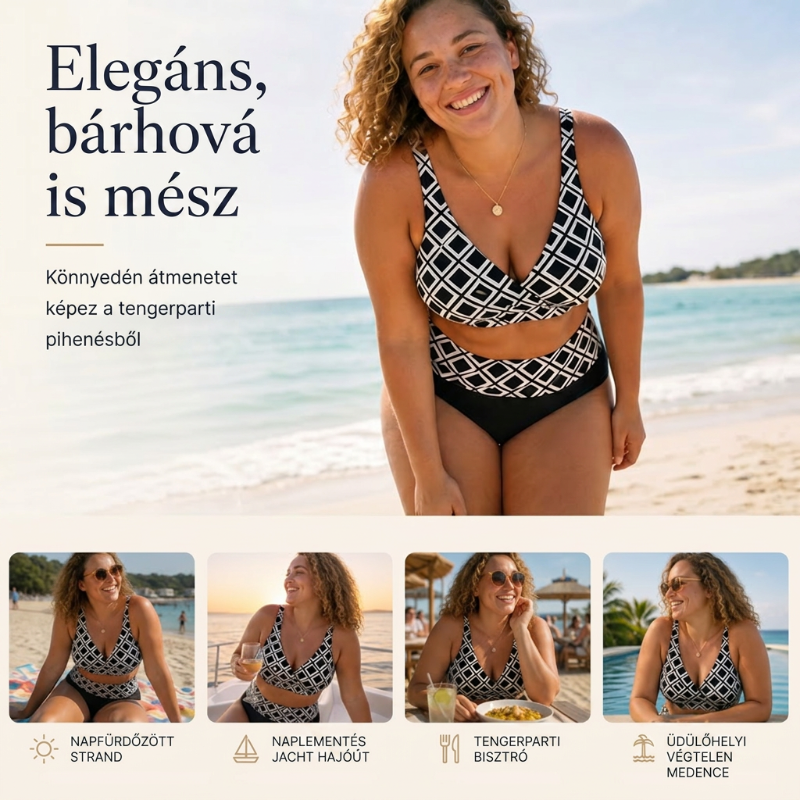 【S-3XL】👙🌊Női magas derekú kétrészes bikini szett