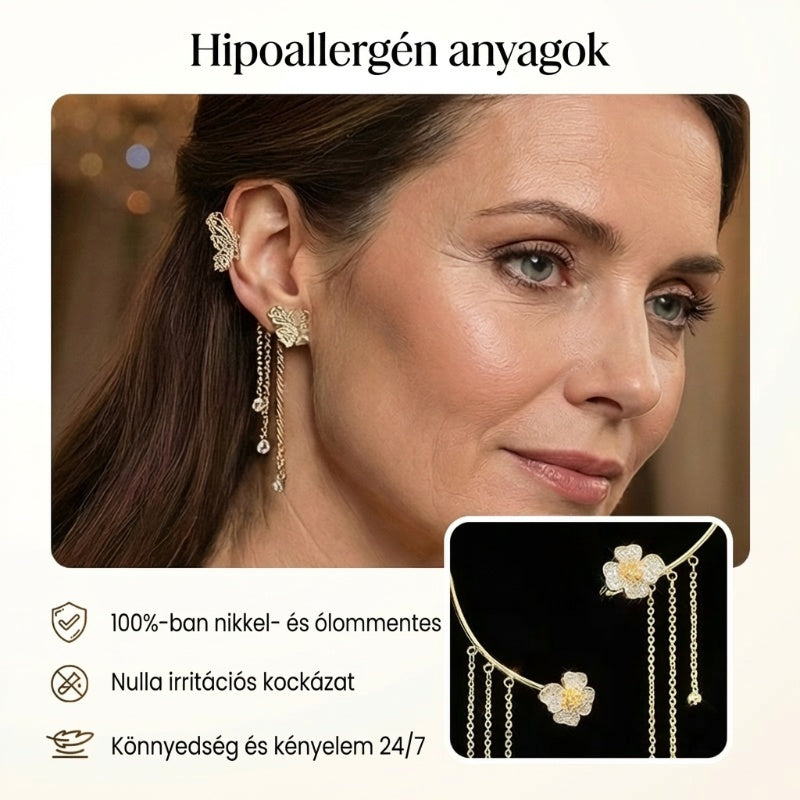 【🎁Tökéletes ajándék】✨Pillangós rojtos stílusú cirkóniás fülbevaló