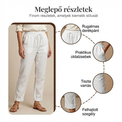 【🔥S-2XL】🌿Női  rugalmas derékú pamut-lenvászon széles szárú nadrág