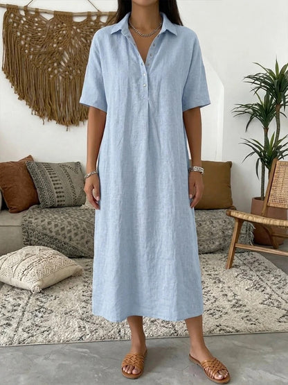 【✨S-3XL】👗Női kényelmes lenvászon kevert anyagú ingruha