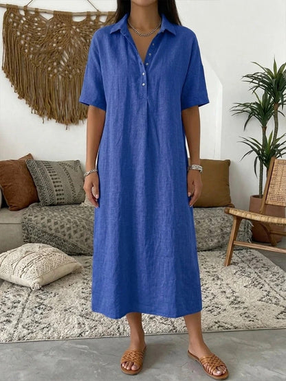 【✨S-3XL】👗Női kényelmes lenvászon kevert anyagú ingruha