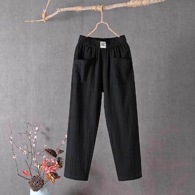 【💯M-4XL】🌿Lazább fazonú pamut-len nadrág hölgyeknek
