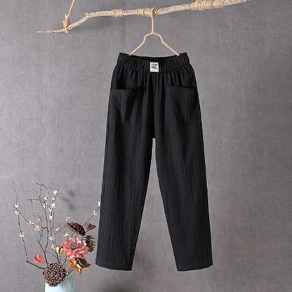 【💯M-4XL】🌿Lazább fazonú pamut-len nadrág hölgyeknek