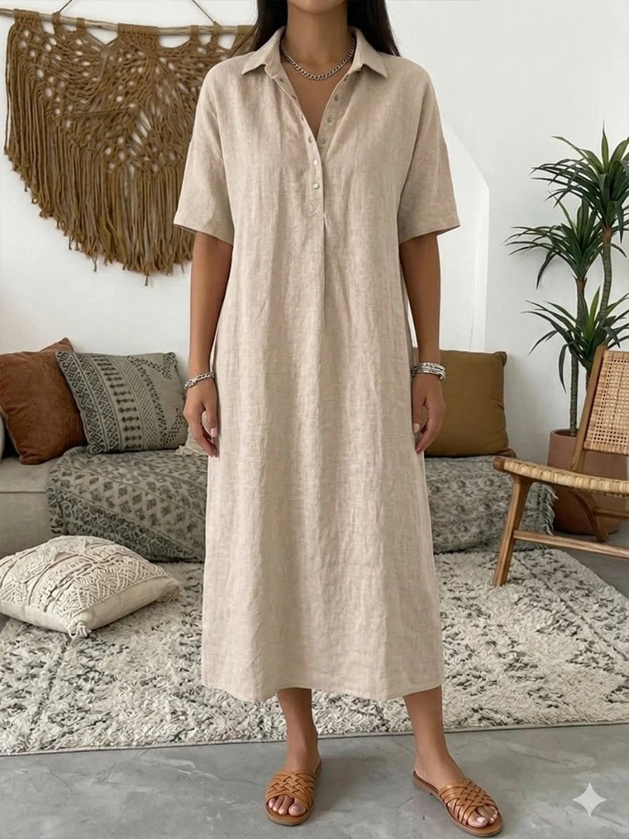 【✨S-3XL】👗Női kényelmes lenvászon kevert anyagú ingruha