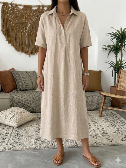 【✨S-3XL】👗Női kényelmes lenvászon kevert anyagú ingruha