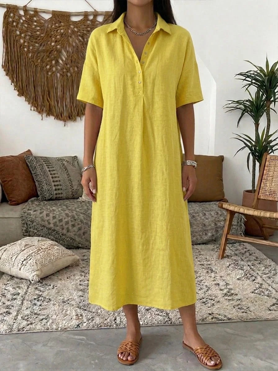 【✨S-3XL】👗Női kényelmes lenvászon kevert anyagú ingruha