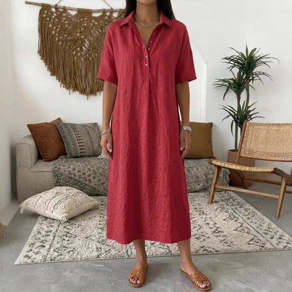 【✨S-3XL】👗Női kényelmes lenvászon kevert anyagú ingruha