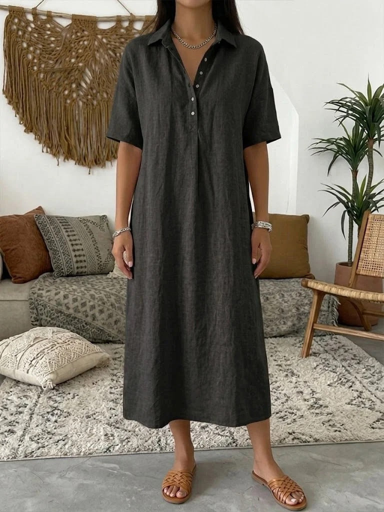 【✨S-3XL】👗Női kényelmes lenvászon kevert anyagú ingruha