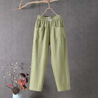 【💯M-4XL】🌿Lazább fazonú pamut-len nadrág hölgyeknek