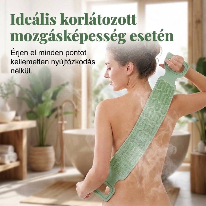 🛁Kényelmes szilikon hátmosó kefe – 💦Könnyebb tisztálkodás hajolgatás nélkül