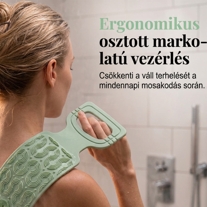 🛁Kényelmes szilikon hátmosó kefe – 💦Könnyebb tisztálkodás hajolgatás nélkül