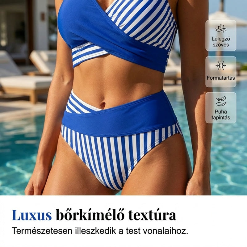 【🏖️S-3XL】👙Kétrészes, színes blokkos és csíkos bikini