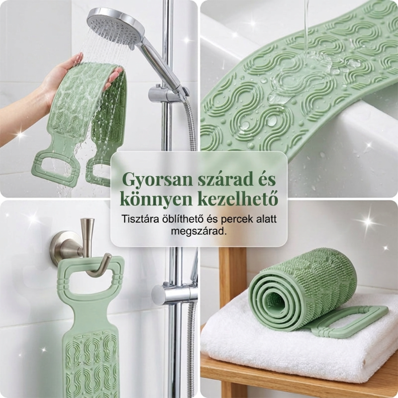 🛁Kényelmes szilikon hátmosó kefe – 💦Könnyebb tisztálkodás hajolgatás nélkül