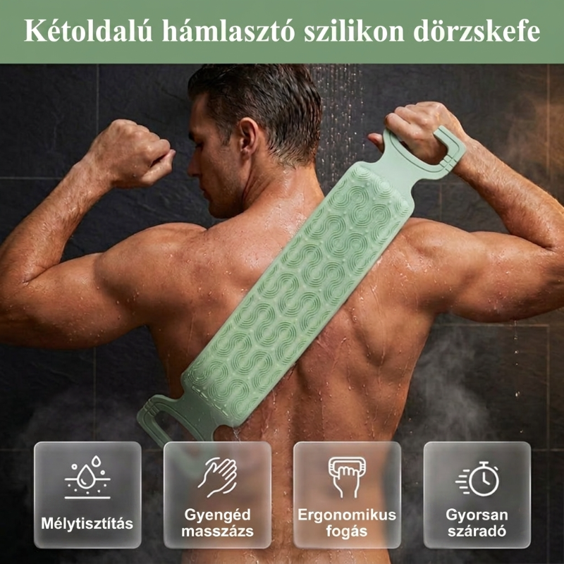 🛁Kényelmes szilikon hátmosó kefe – 💦Könnyebb tisztálkodás hajolgatás nélkül