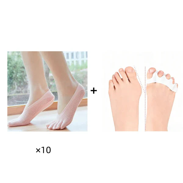 【🔥1 készlet 10 pár】🧦Uniszex láthatatlan korrekciós ötujjú zokni