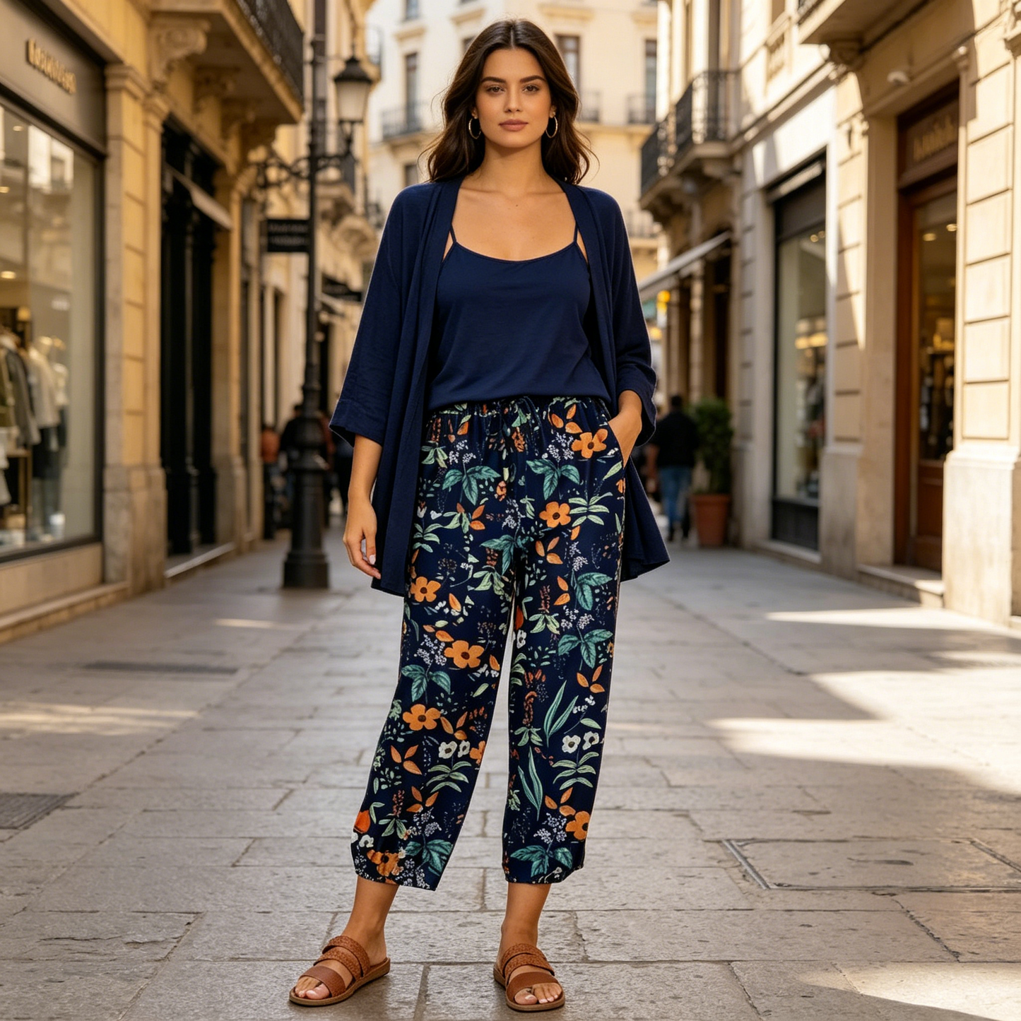 【💯S-2XL】🌺Vintage virágos, magas derekú jogger nadrág