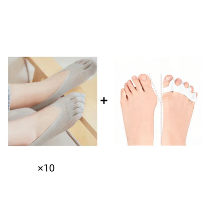 【🔥1 készlet 10 pár】🧦Uniszex láthatatlan korrekciós ötujjú zokni