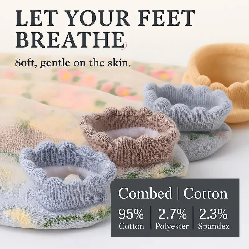 🌺🧦 Virágmintás csipkés női tavaszi-nyári bokazokni