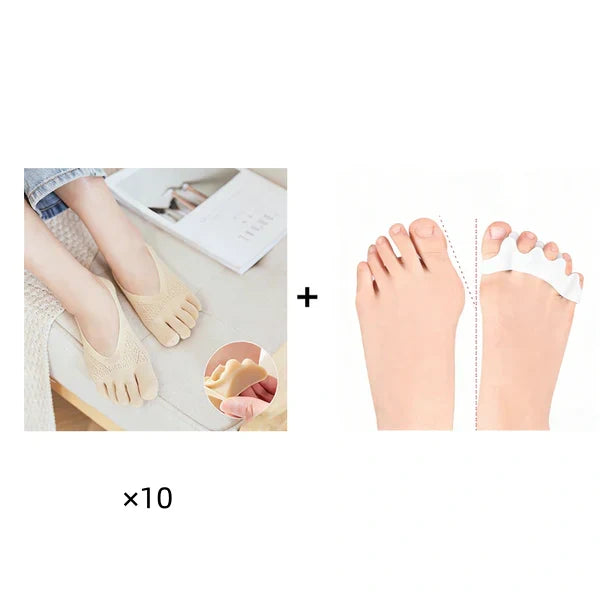 【🔥1 készlet 10 pár】🧦Uniszex láthatatlan korrekciós ötujjú zokni
