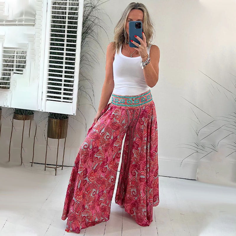 【🌸M-2XL】💕Elasztikus derekú nadrág etnikai mintával