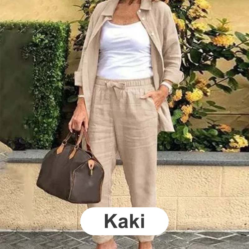 【🔥M-4XL】🌿Női pamut és vászon felső és nadrág