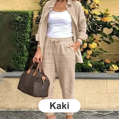 【🔥M-4XL】🌿Női pamut és vászon felső és nadrág