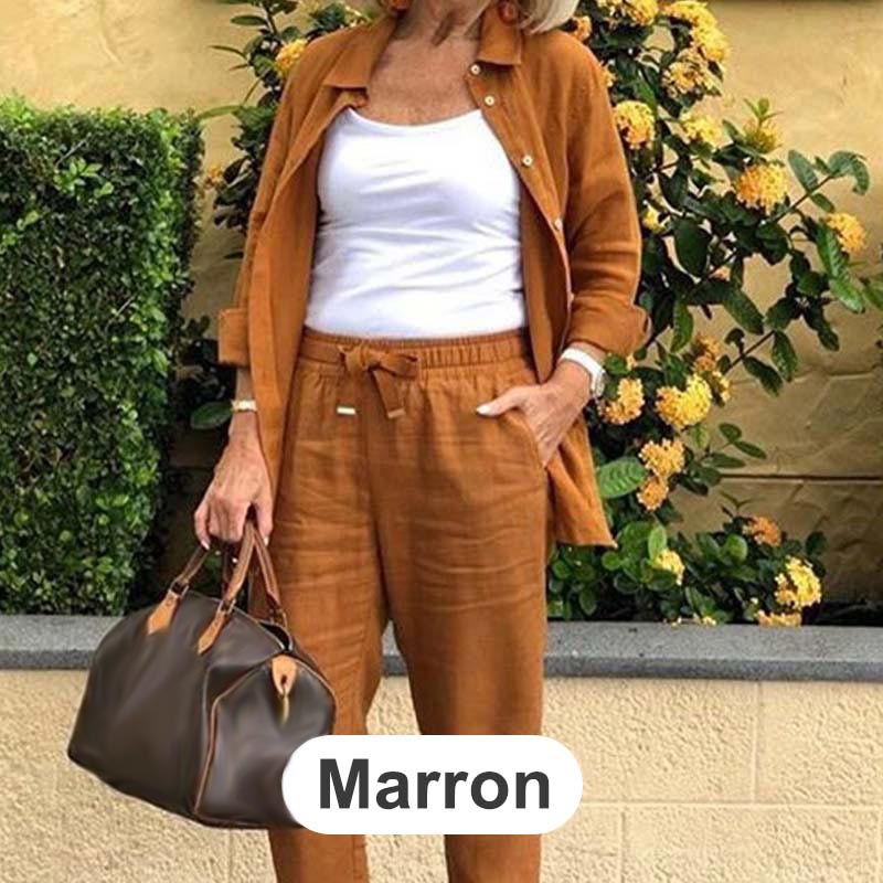 【🔥M-4XL】🌿Női pamut és vászon felső és nadrág
