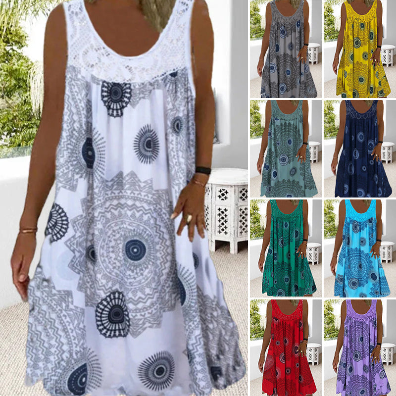 【S-5XL】👗Nyomtatott ujjatlan nyári női ruhák