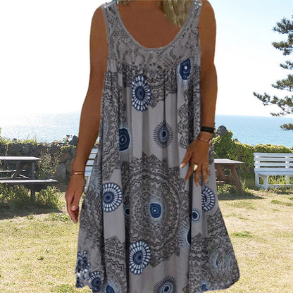 【S-5XL】👗Nyomtatott ujjatlan nyári női ruhák