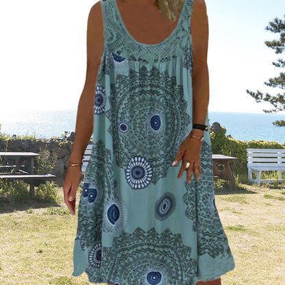【S-5XL】👗Nyomtatott ujjatlan nyári női ruhák
