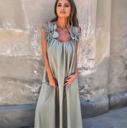 【S-3XL】💐Női elegáns virágos virágos Halter ruhák